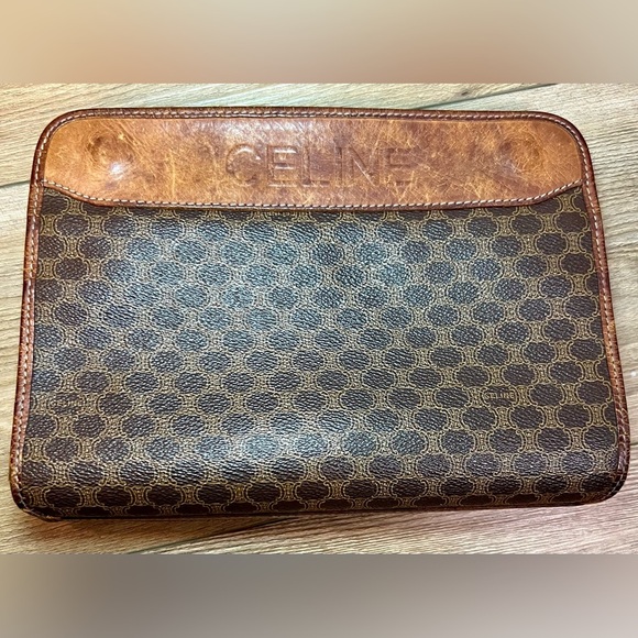 Celine Brown and Tan Clutch Bag with Vintage Leather - Picture 1 of 13